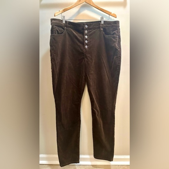 Cabi High Rise Button Fly Skinny Stretch Corduroy Pants 18 in Brown - Picture 2 of 5